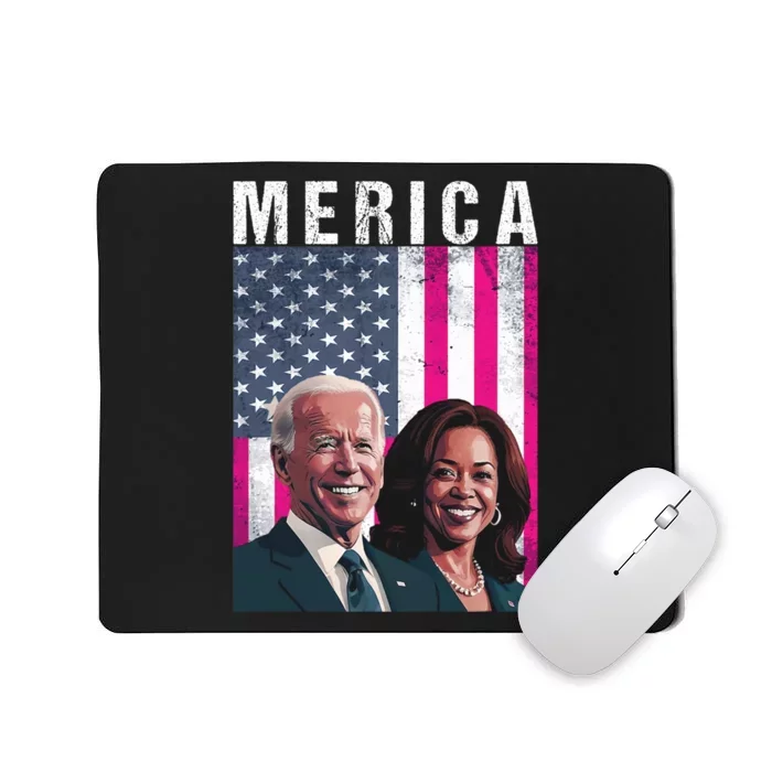 Merica Joe Biden Kamala Harris With American Flag Patriotic Mousepad