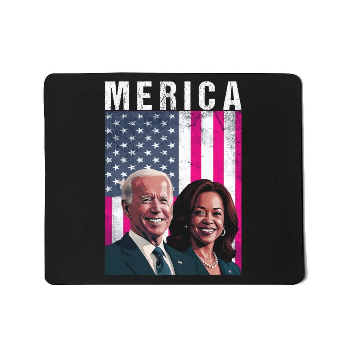 Merica Joe Biden Kamala Harris With American Flag Patriotic Mousepad