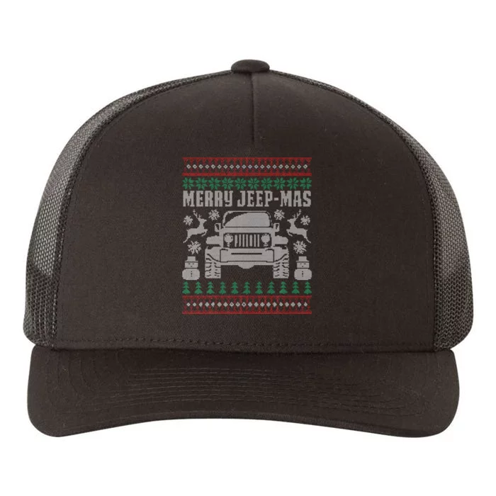 merry jeepmas buffalo plaid christmas xmas Yupoong Adult 5-Panel Trucker Hat