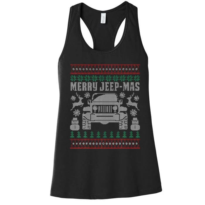 merry jeepmas buffalo plaid christmas xmas Women's Racerback Tank