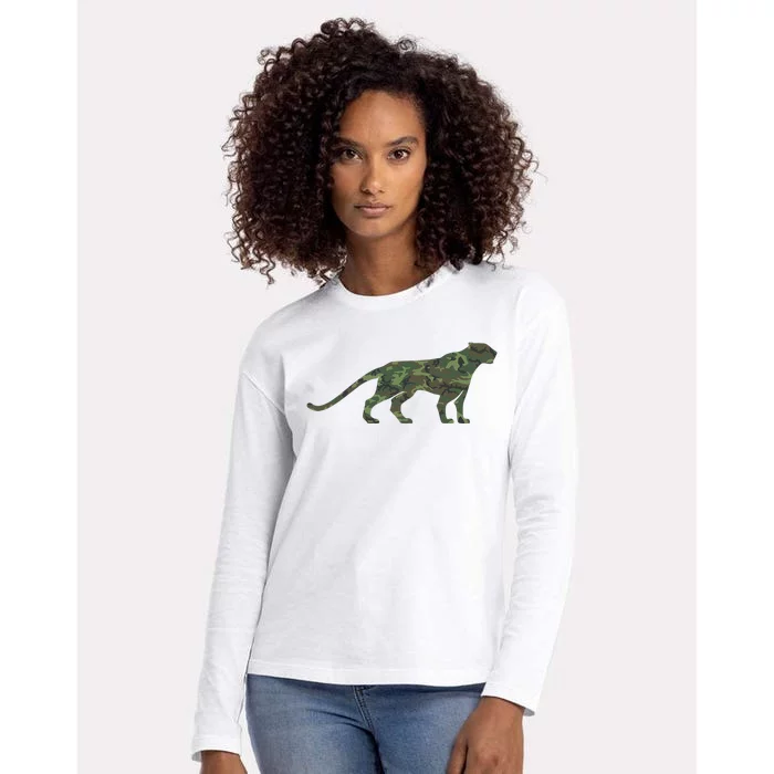 Military Jaguar Camo Print Us Panther Veteran Womens Cotton Relaxed Long Sleeve T-Shirt