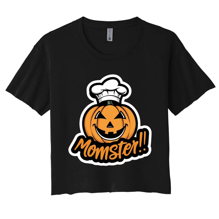 Momster Jackolantern Funny Halloween Design For Moms Women's Crop Top Tee