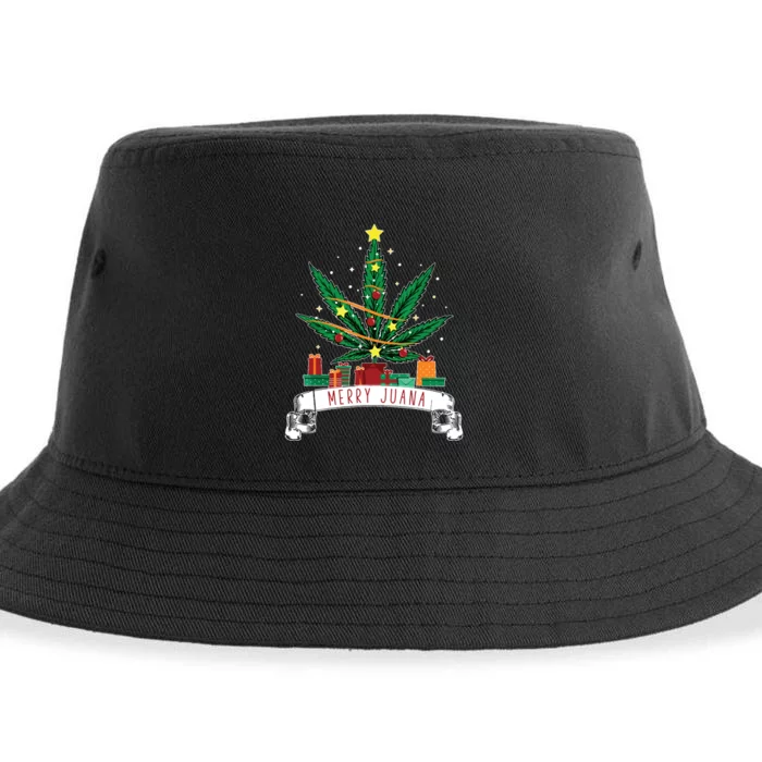 Merry Juana Funny Holiday Christmas Marijuana Weed Stoner Sustainable Bucket Hat