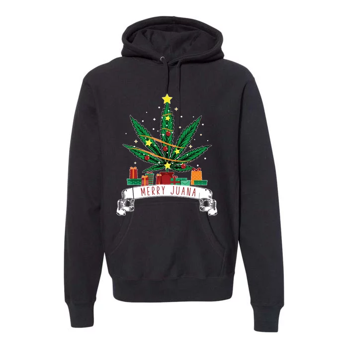 Merry Juana Funny Holiday Christmas Marijuana Weed Stoner Premium Hoodie