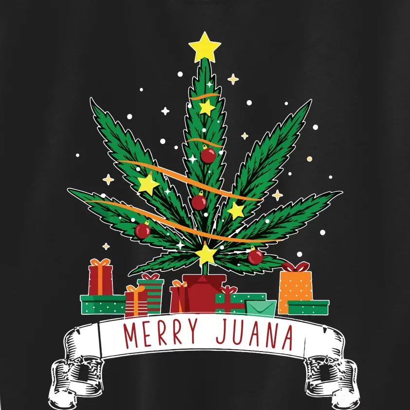 Merry Juana Funny Holiday Christmas Marijuana Weed Stoner Kids Sweatshirt