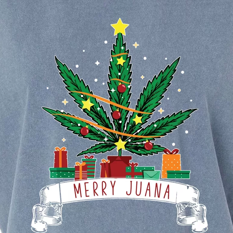 Merry Juana Funny Holiday Christmas Marijuana Weed Stoner Garment-Dyed Women's Muscle Tee