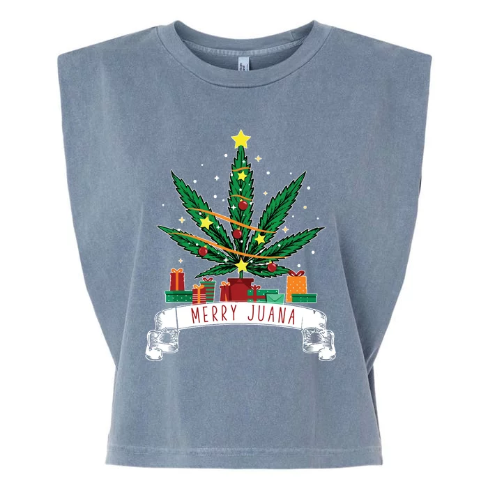 Merry Juana Funny Holiday Christmas Marijuana Weed Stoner Garment-Dyed Women's Muscle Tee