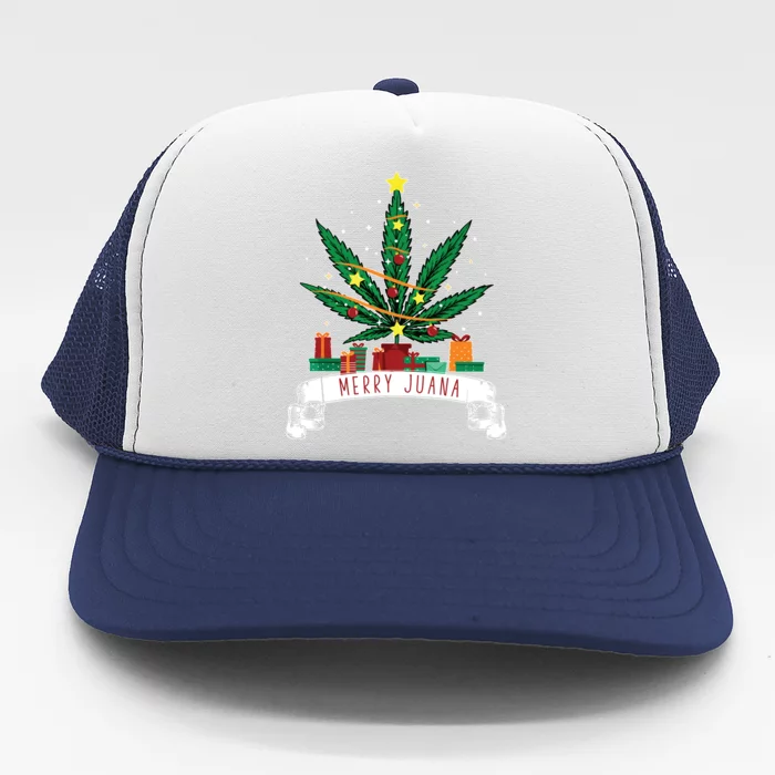 Merry Juana Funny Holiday Christmas Marijuana Weed Stoner Trucker Hat