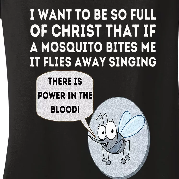 Mosquito Joke Funny Christian Bible & Jesus Women's V-Neck T-Shirt