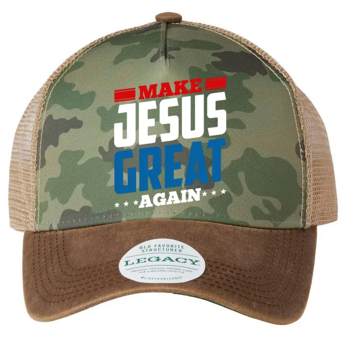 Make Jesus Great Again Red White And Blue Legacy Tie Dye Trucker Hat