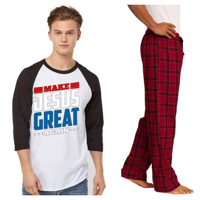 Make Jesus Great Again Red White And Blue Raglan Sleeve Pajama Set