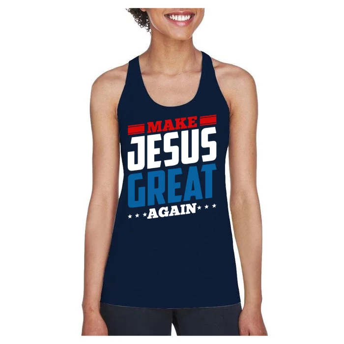 Make Jesus Great Again Red White And Blue Women's Racerback Tank