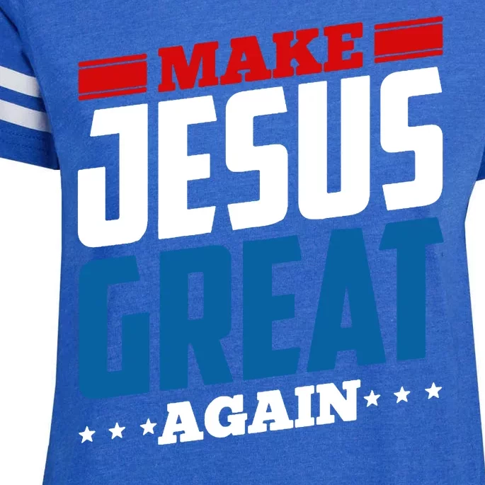 Make Jesus Great Again Red White And Blue Enza Ladies Jersey Football T-Shirt