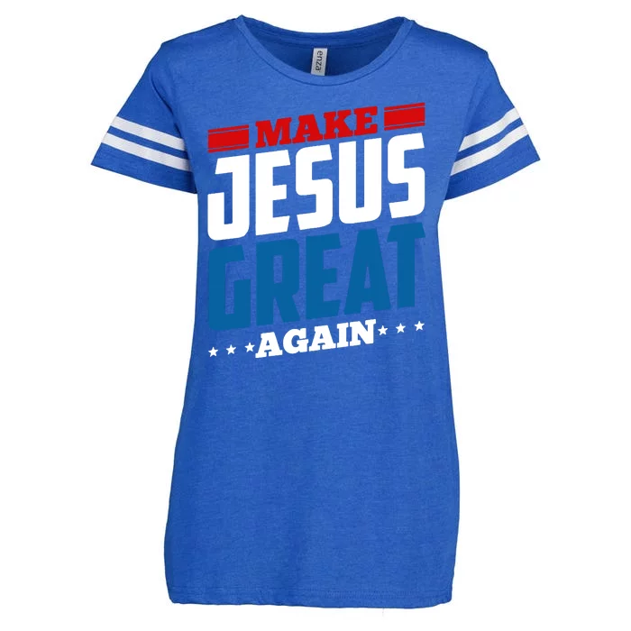 Make Jesus Great Again Red White And Blue Enza Ladies Jersey Football T-Shirt