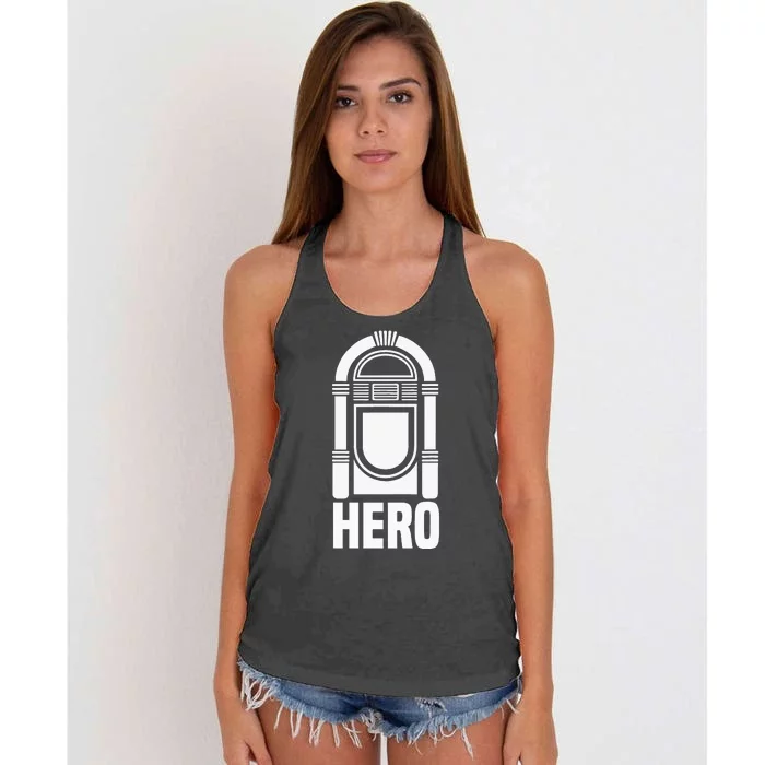 Music Jukebox Hero Gift For Music Karaoke Lover Women's Knotted Racerback Tank