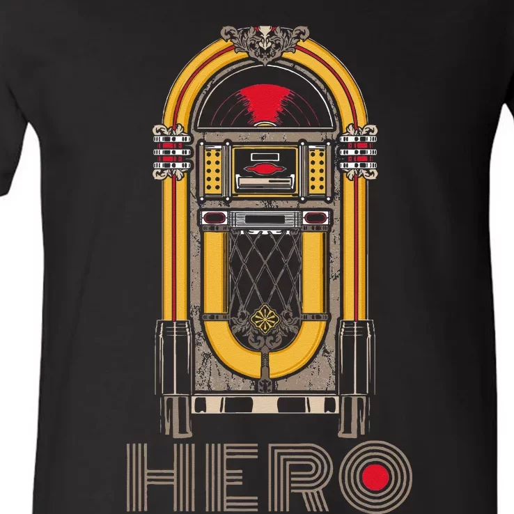 Music Jukebox Hero Music Karaoke Lover V-Neck T-Shirt