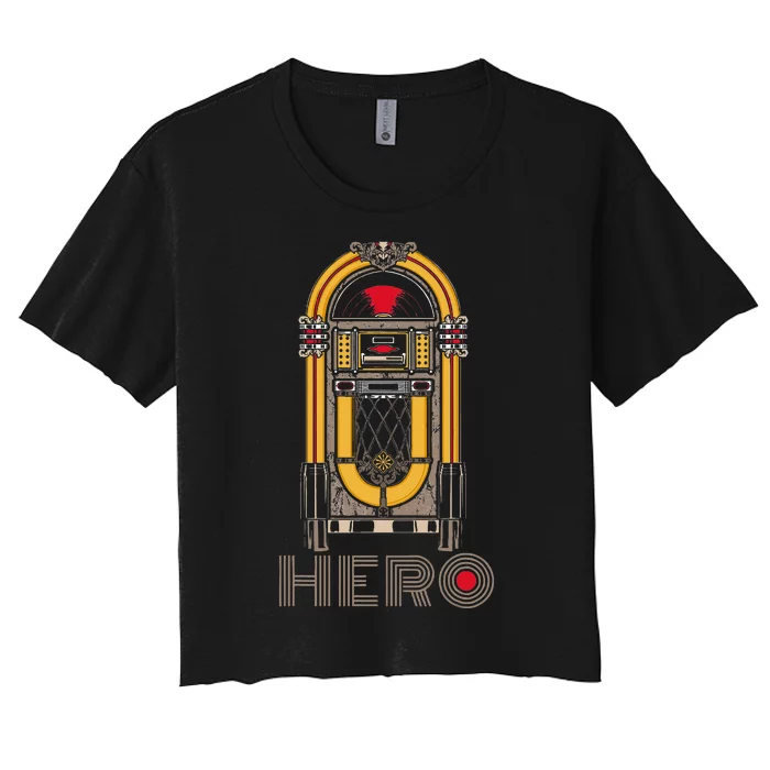 Music Jukebox Hero Music Karaoke Lover Women's Crop Top Tee