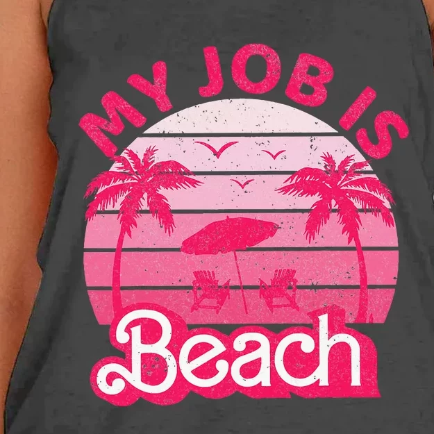 My Job Is Beach Funny Beach Jobs Women's Knotted Racerback Tank