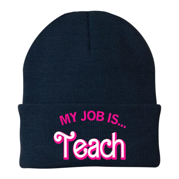 My Job Is Teach Funny Teacher Life Knit Cap Winter Beanie