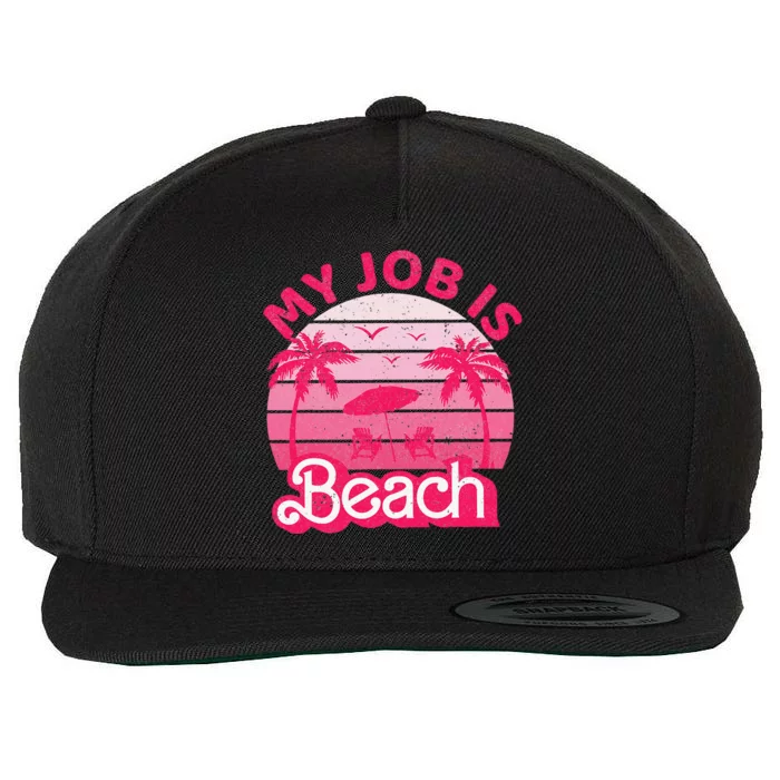 My Job Is Beach Retro Vintage Funny Gift Beach Jobs Wool Snapback Cap