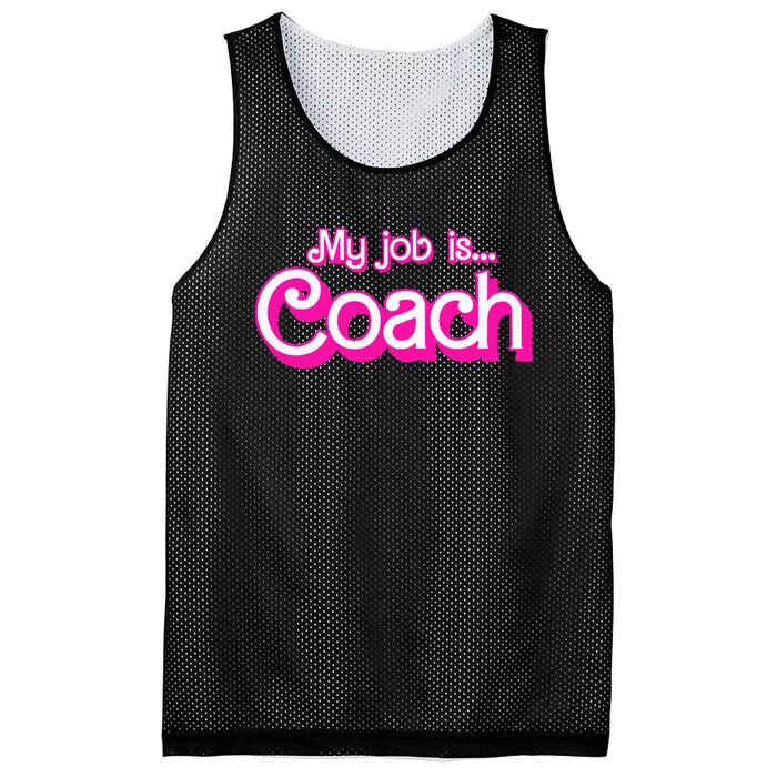 My Job Is Coach Pink Retro Funny Coach Mom Mesh Reversible Basketball Jersey Tank