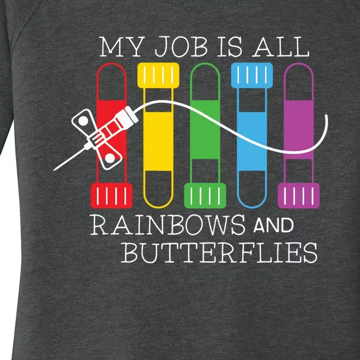 My Job Is All Rainbows Butterflies Lab Tech Phlebotomist Women's Perfect Tri Tunic Long Sleeve Shirt