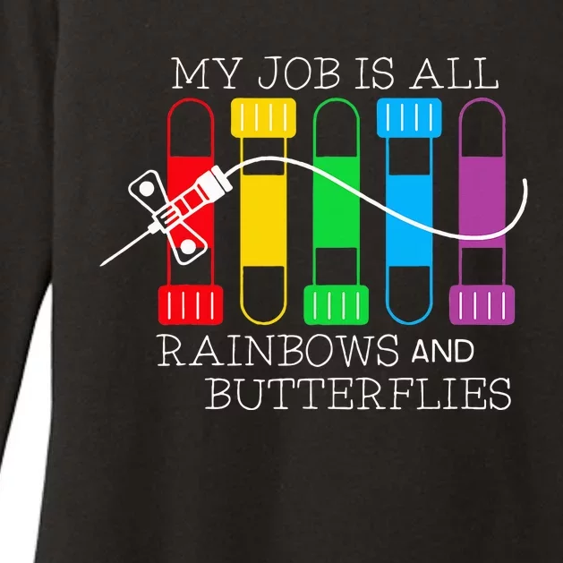 My Job Is All Rainbows & Butterflies Lab Tech Phlebotomist Womens CVC Long Sleeve Shirt