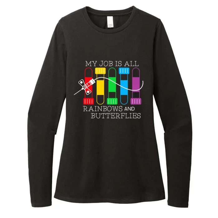 My Job Is All Rainbows & Butterflies Lab Tech Phlebotomist Womens CVC Long Sleeve Shirt