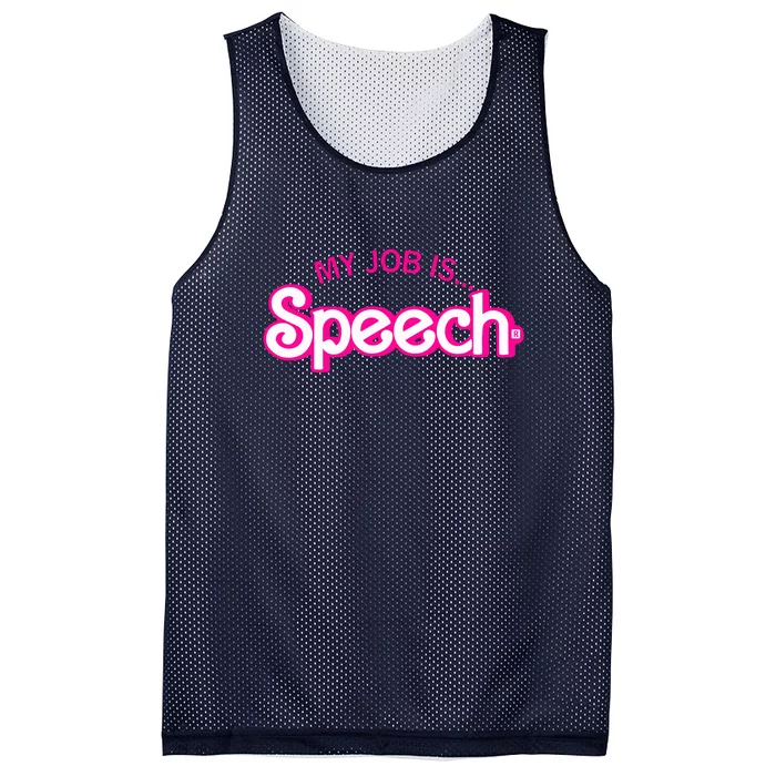 My Job Is Speech Speech Therapist SLP Retro Pink Style Gift Mesh Reversible Basketball Jersey Tank