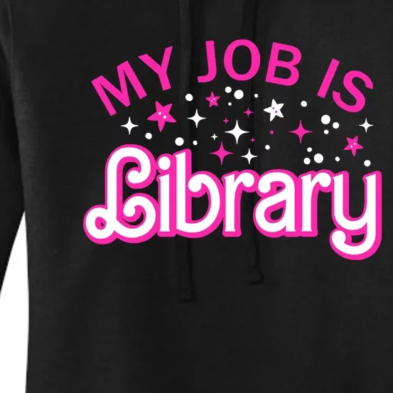 My Job Is A Library Retro Pink Style Reading Books Librarian Women's Pullover Hoodie