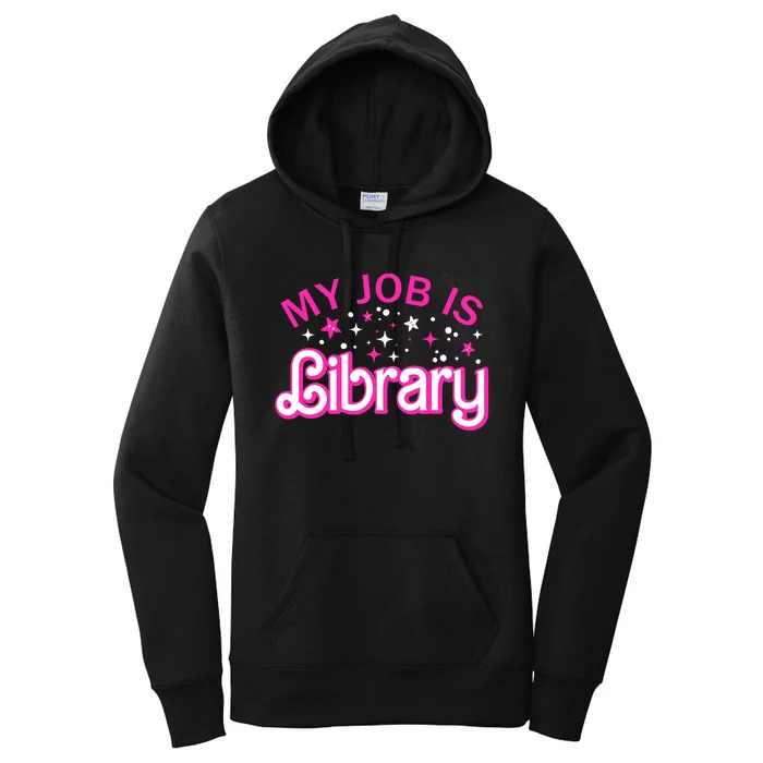 My Job Is A Library Retro Pink Style Reading Books Librarian Women's Pullover Hoodie