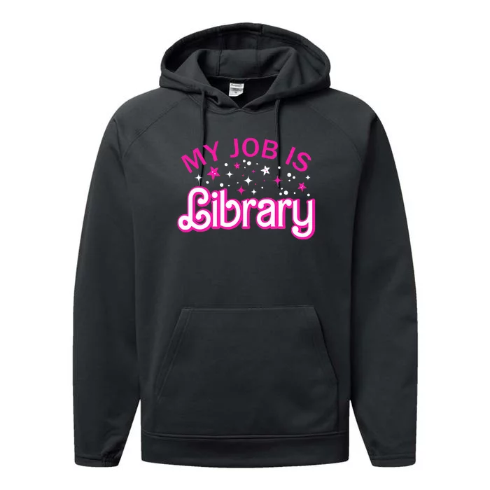 My Job Is A Library Retro Style Reading Books Librarian Performance Fleece Hoodie