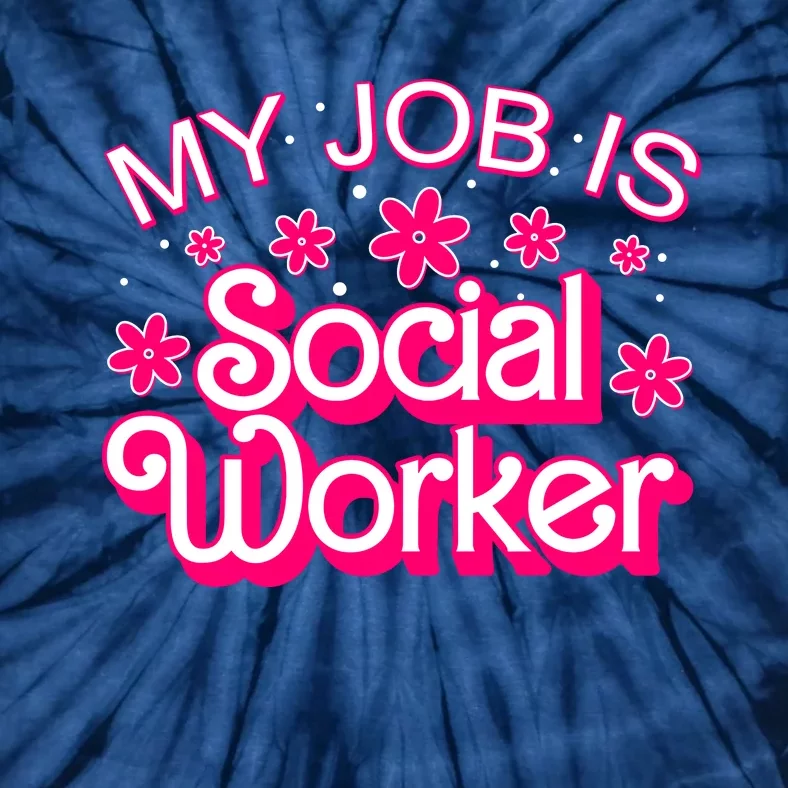 My Job Is Social Worker Pink Retro School Social Worker Tie-Dye T-Shirt