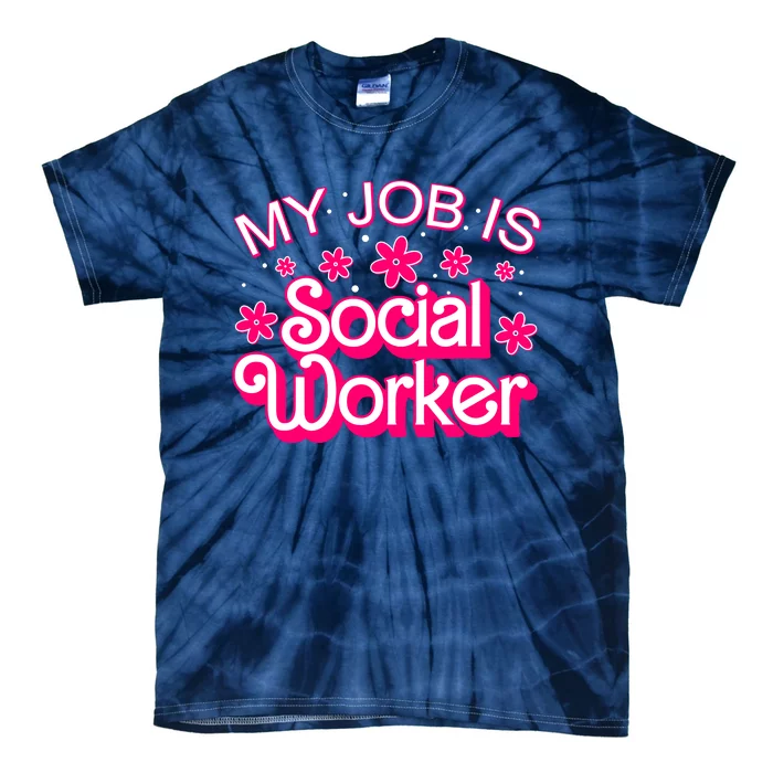 My Job Is Social Worker Pink Retro School Social Worker Tie-Dye T-Shirt