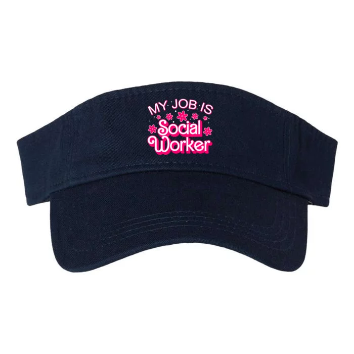 My Job Is Social Worker Pink Retro School Social Worker Valucap Bio-Washed Visor