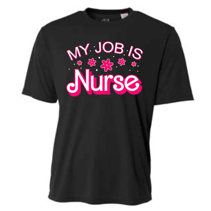 My Job Is Nurse Pink Retro RN Nursing School Lpn Lvn Cooling Performance Crew T-Shirt