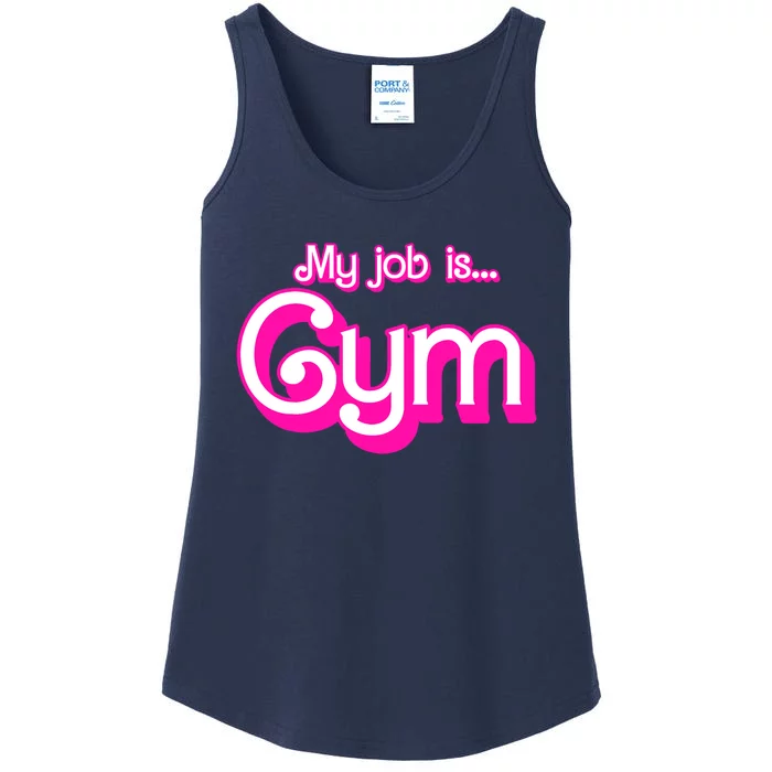 My Job Is Gym Pink Retro Funny Gymer Gymnastics Ladies Essential Tank