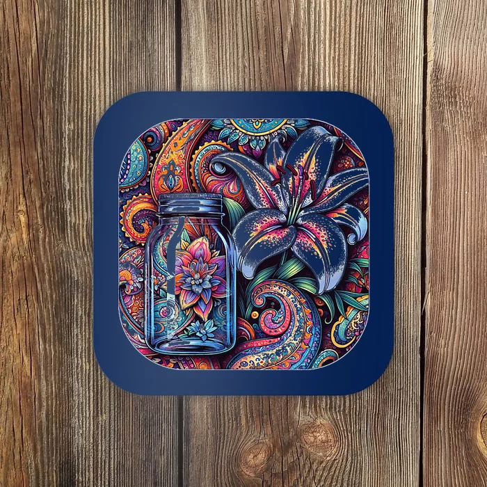 Magic Jar Lily Flower Paisley Garden Premium Coaster