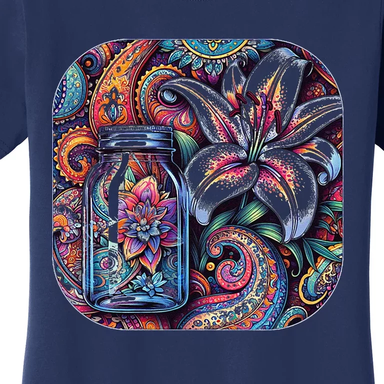 Magic Jar Lily Flower Paisley Garden Premium Women's T-Shirt