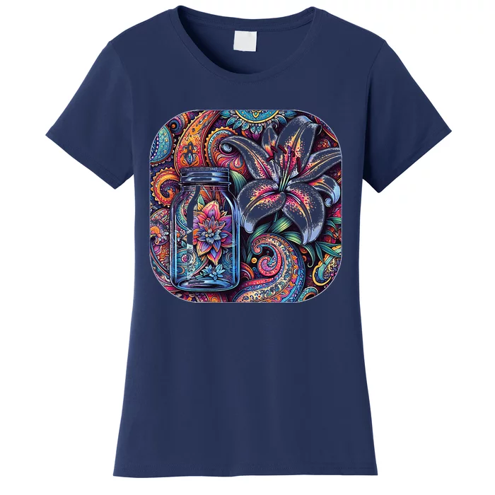 Magic Jar Lily Flower Paisley Garden Premium Women's T-Shirt