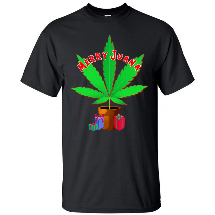 Merry Juana Marijuana Weed Mj Cannabis Christmas Tree Tall T-Shirt