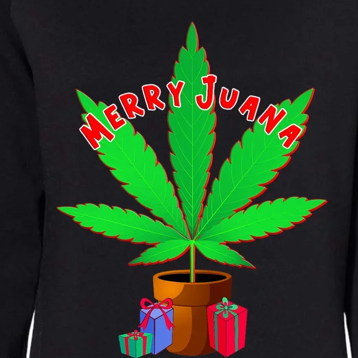 Merry Juana Marijuana Weed Mj Cannabis Christmas Tree Womens California Wash Sweatshirt