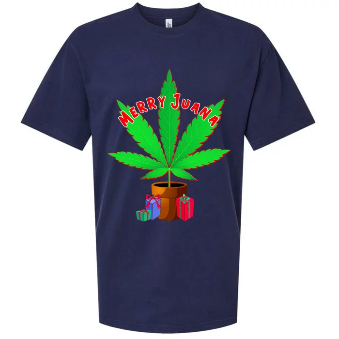 Merry Juana Marijuana Weed Mj Cannabis Christmas Tree Sueded Cloud Jersey T-Shirt