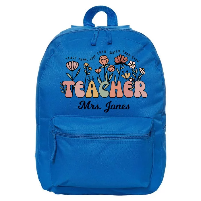 Mrs Jones Teacher Wildflower Back To School Gift 16 in Basic Backpack