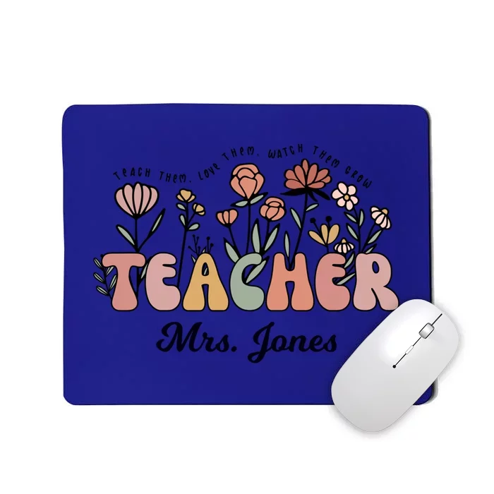 Mrs Jones Teacher Wildflower Back To School Gift Mousepad