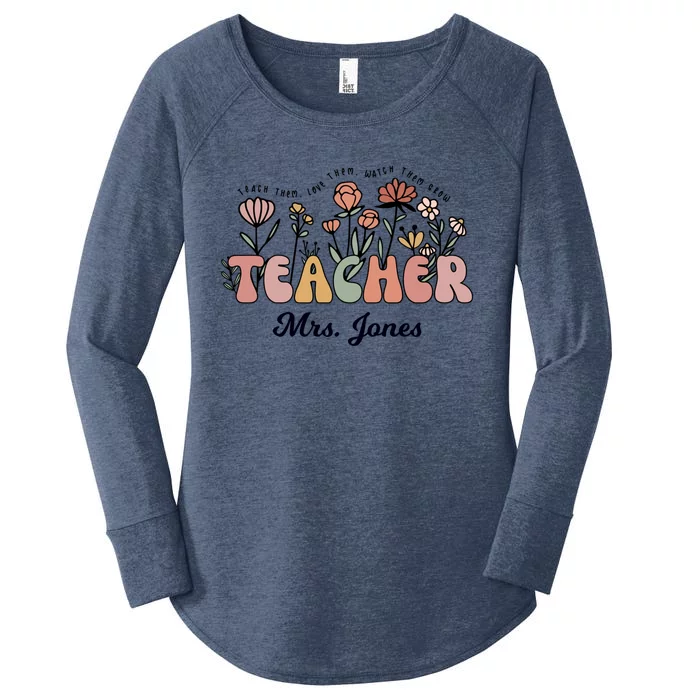 Mrs Jones Teacher Wildflower Back To School Gift Women's Perfect Tri Tunic Long Sleeve Shirt