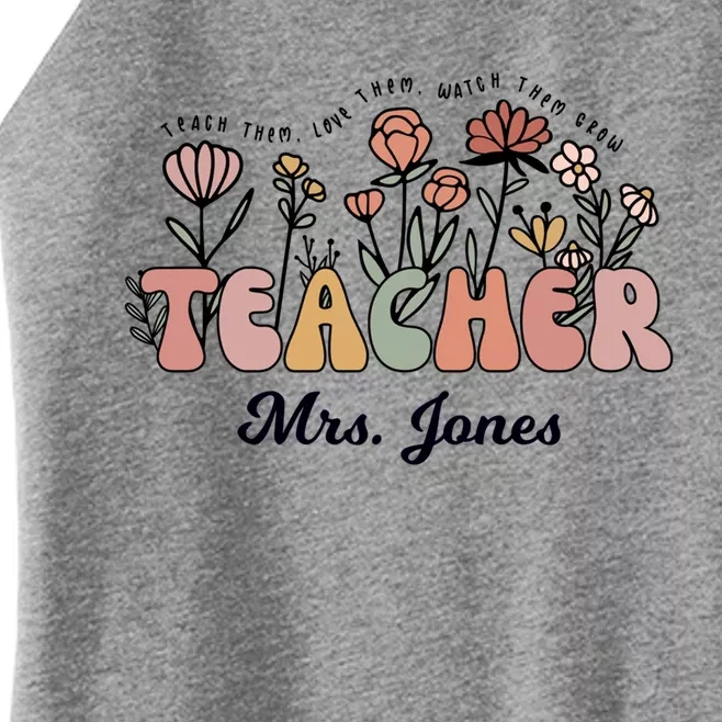 Mrs Jones Teacher Wildflower Back To School Gift Women’s Perfect Tri Rocker Tank