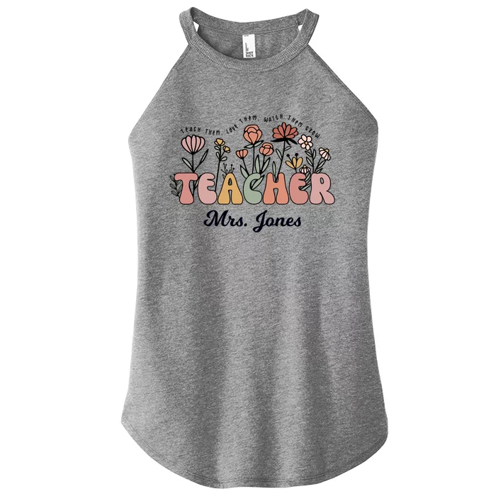 Mrs Jones Teacher Wildflower Back To School Gift Women’s Perfect Tri Rocker Tank