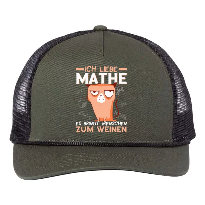 Maths jokes teacher mathematics student cat I love maths Retro Rope Trucker Hat Cap