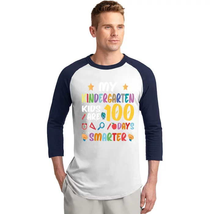 My Kindergarten Are 100 Days Smarter Kinder Teacher Gift Baseball Sleeve Shirt